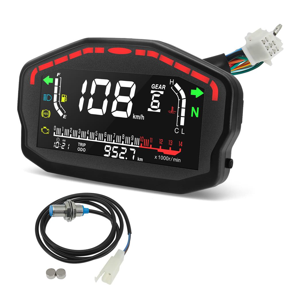 New Motorcycle LED LCD Speedometer Digital Odometer Speed Temperature Fuel Level Meter Moto Gauge For BMW For Honda For Yamaha