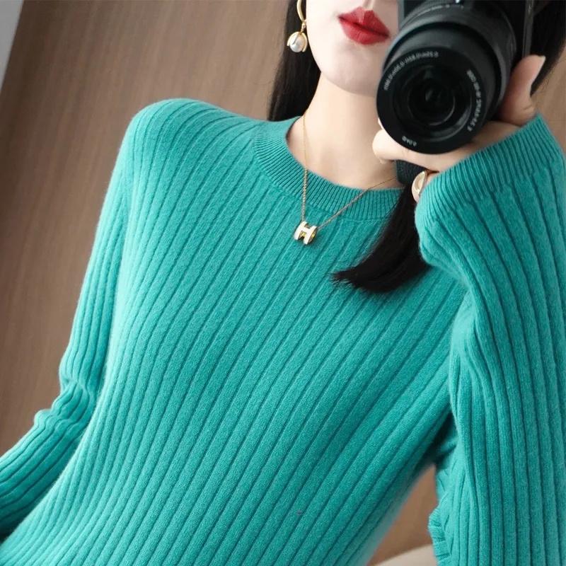 2025 Women Sweaters Autumn Winter Long Sleeve Pullovers O-neck Stripe Warm Pullover Korean Fashion Bottoming Shirts Loose Jumper