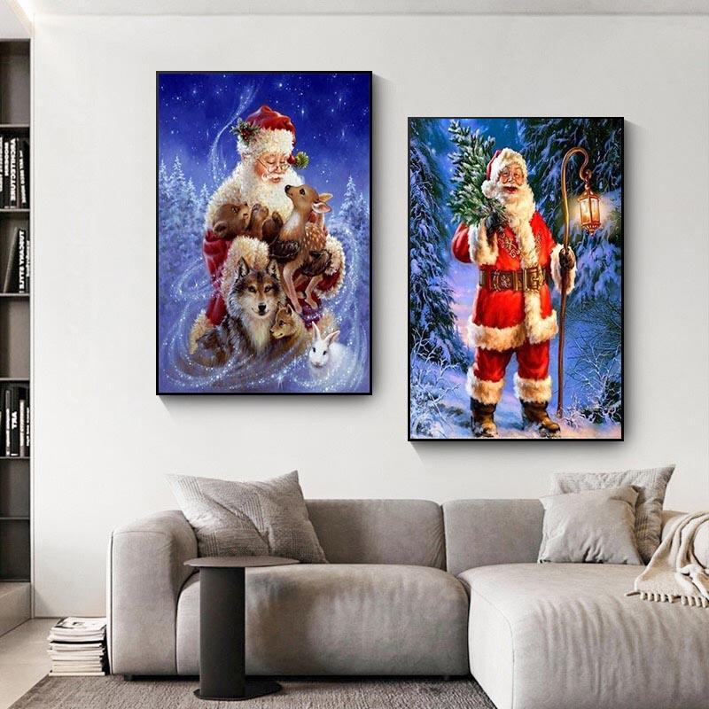 Christmas Decorations, Different Santa Claus Giving Christmas Gifts, Wall Decorations