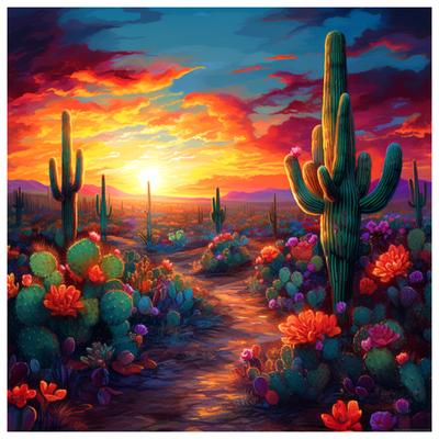 5d DIY Diamond Painting Cross Stitch Cactus Scenery Diamond Embroidery Mosaic Full Round Drill Home Decor Arts