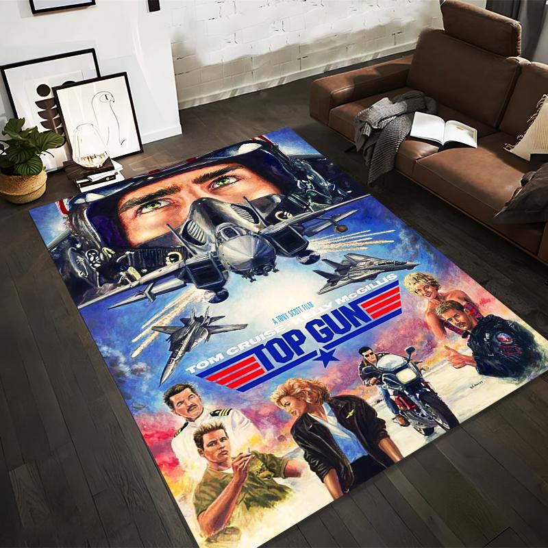 "Top Gun Movie Poster Printed Carpet with Fighter Jets and Characters" Suitable for Use As an Anti-slip for Living Room Bedroom Sofas