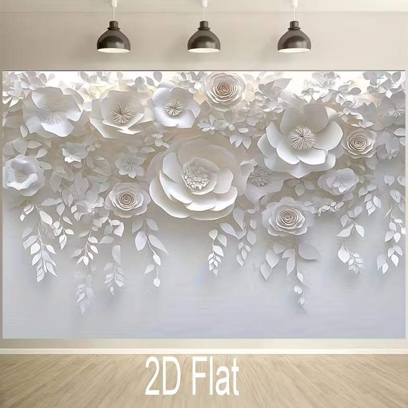 Modern Paper Rose Wall Backdrop, Neutral Tone Floral Design Photo Banner for Events 47.2x31.5inch/120*80cm