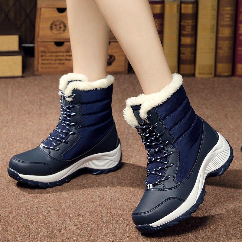 Winter Fleece-lined with Laces Chunky Waterproof High-top Ladies Shoes Chic and Elegant Trend 2025 Padded Hot Women's Snow Boots