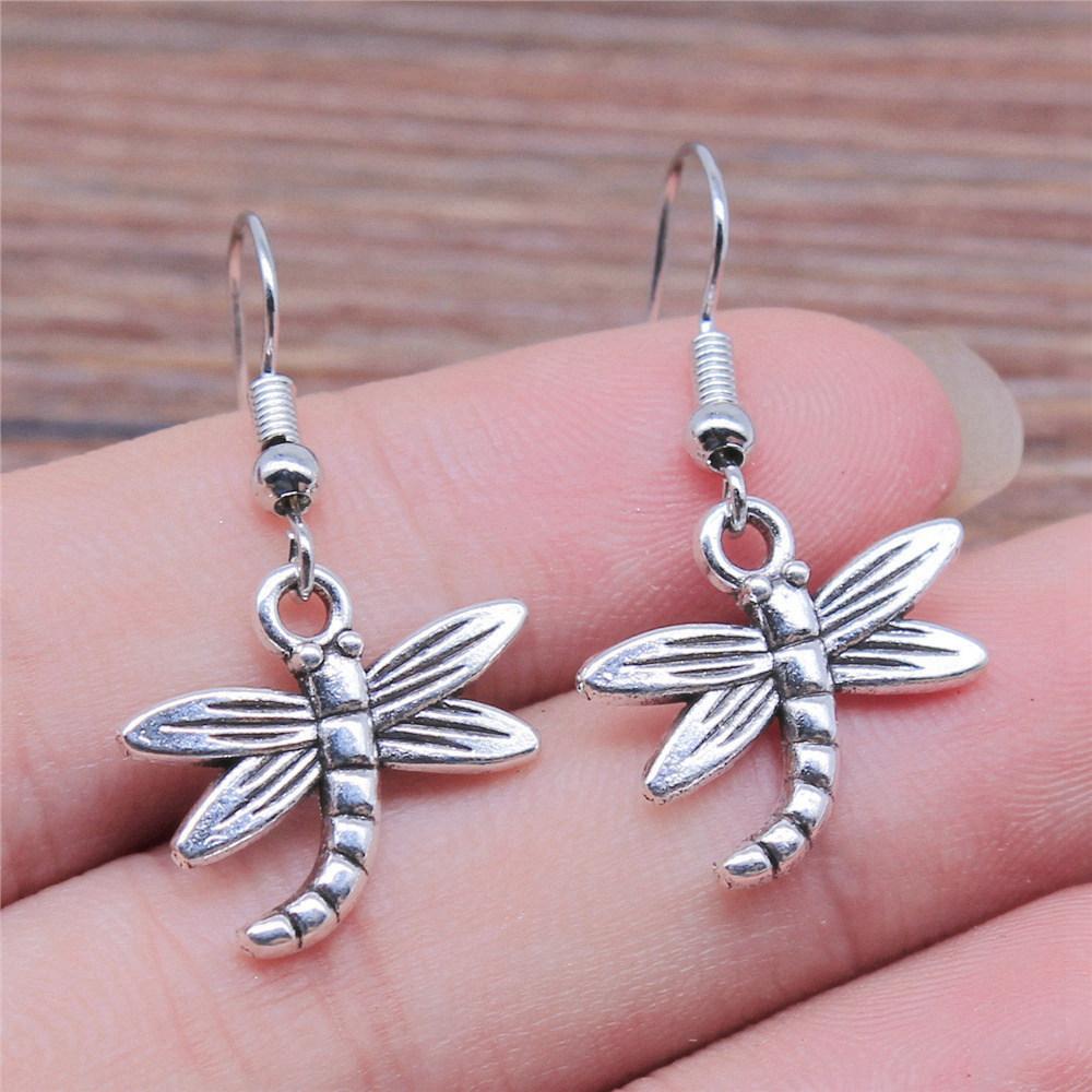 Hängeohrring Libelle Schmetterling Vintage Schmuckzubehör Ohrringgröße 18x19mm QE009