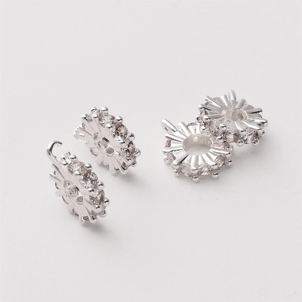 [10,5x13mm] Ruota Distanziatrice in Zircone Distanziatori a Gancio Perline Placcate Oro Perline Placcate Argento Accessori per Braccialetti Collane Fai da Te 1pz