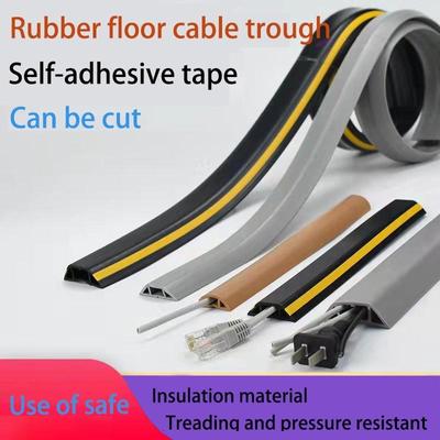 PVC Flexible Rubber Cable Protection Trough, Pressure-resistant Cable Tray, Rubber Strip Trunking for Electrical Wire Storage