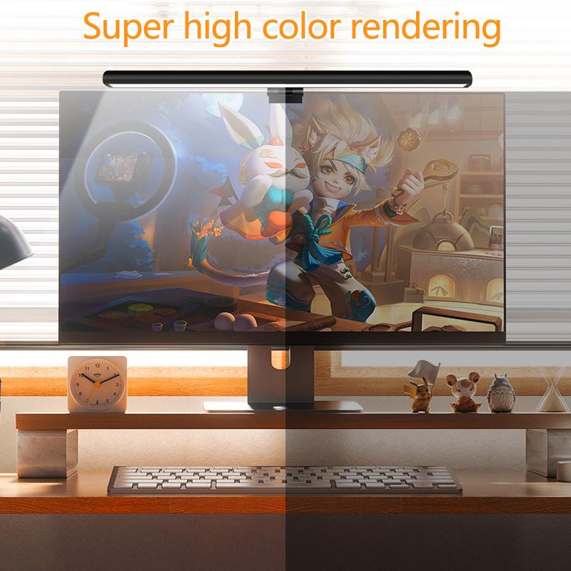 USB LED Bildschirmlampe 3-fach verstellbares Augenpflege-Monitorlicht mit Blaulichtfilter für gebogenen PC-Laptop Füll-Schreibtischleuchte für Studentenwohnheim