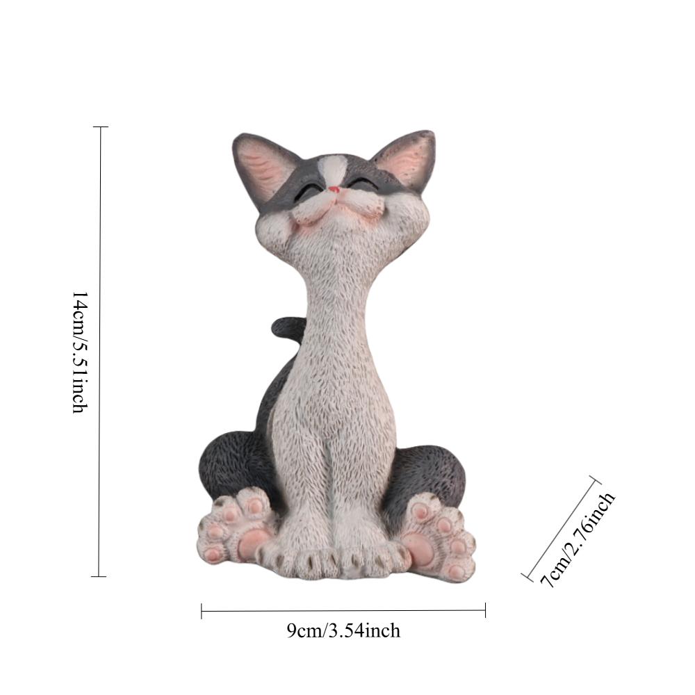

Cute Cat Figurine Realistic Animal Model Resin Fortune Cat Statue Indoor Home Living Room Desktop Decoration Gift for Children сірий