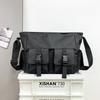 Square Messenger Bag Solid Color Nylon Shoulder Bag Casual Men Crossbody Bag  Hiking