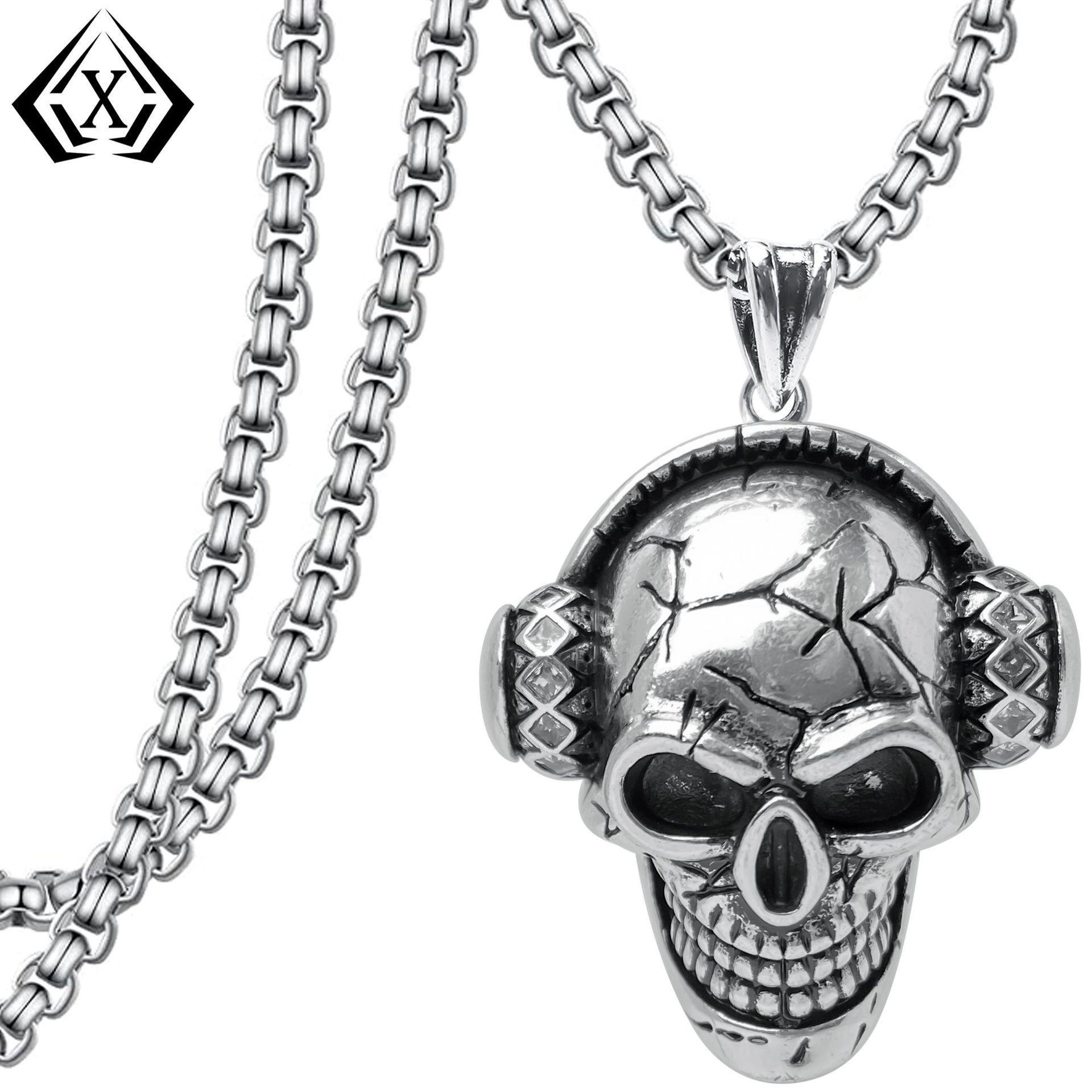 Xiweier Ретро Панк Череп Музыкальный Медный Кулон Ожерелье