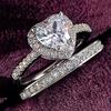 Double two-in-one combination ring, European and American love diamond women's ring