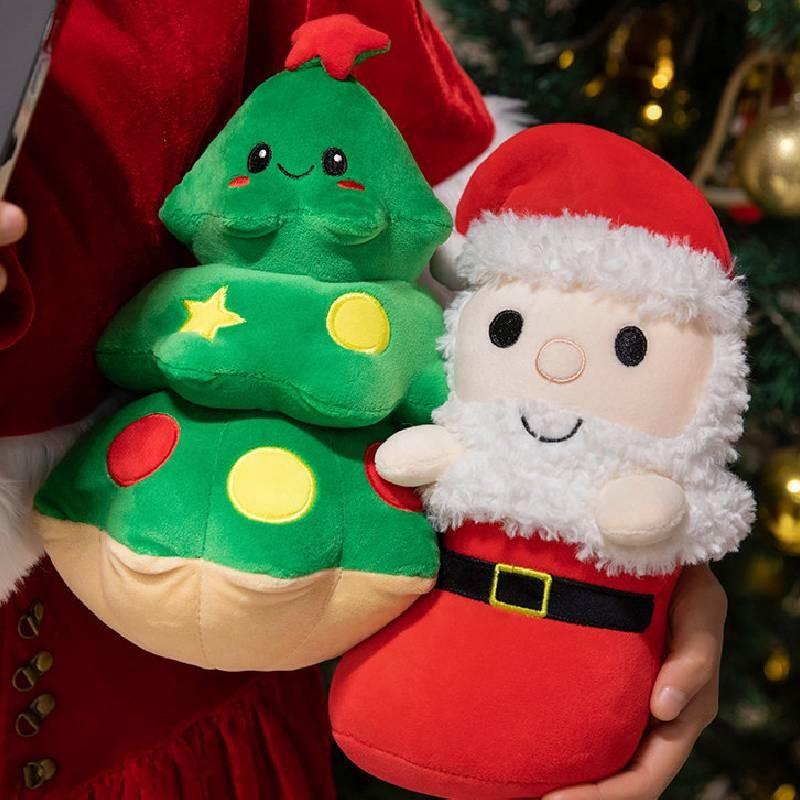 Festive Christmas Boot Plush Figures Including Santa Elf Penguin And Tree For Kids