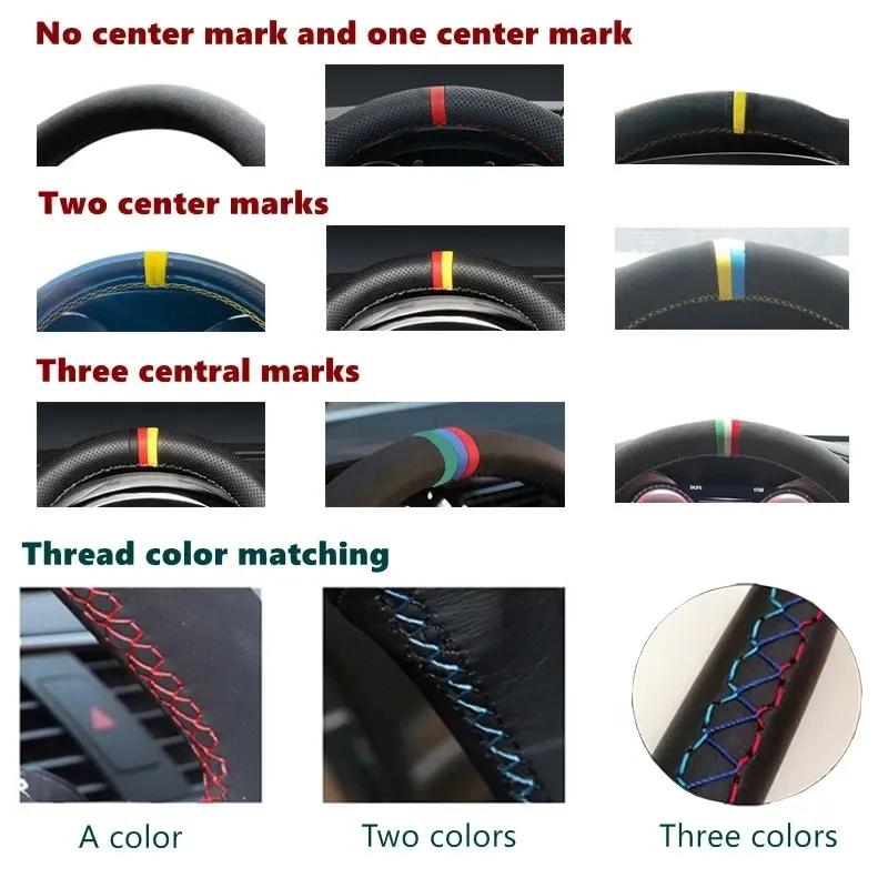 For Subaru WRX STI Levorg 2015- DIY Non-slip Super-fine Car Steering Wheel Cover Red Mark Soft Suede Interior