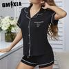 GMXIA Homewear Set Cardigan Short-sleeved Shirt Shorts Summer Pajamas for Women