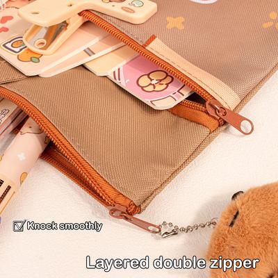 Sac de Rangement Mignon Tendance Grande Capacité Sac à Main Enfant Imperméable Dessin Animé Capybara Fermeture Éclair Sac à Main Durable Sac à Documents