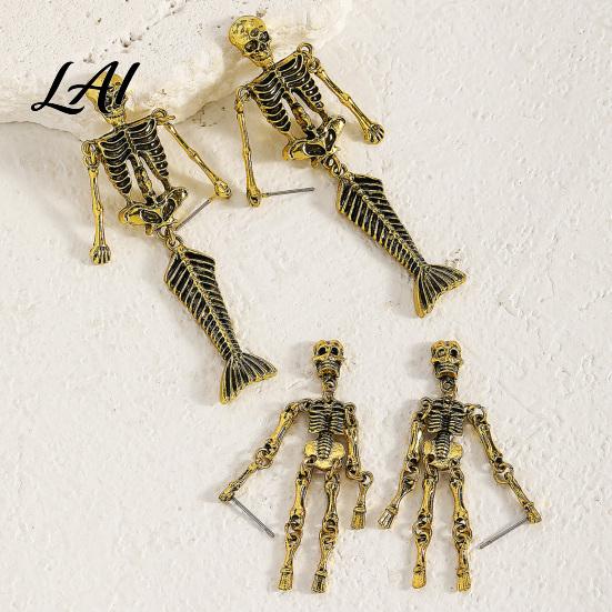 Gift for Halloween Lovers 1 Pair Gothic Skeleton Earrings Women Spooky Articulated Skull Niche Personalized Jewelry Dangle Jewelry Punk Party