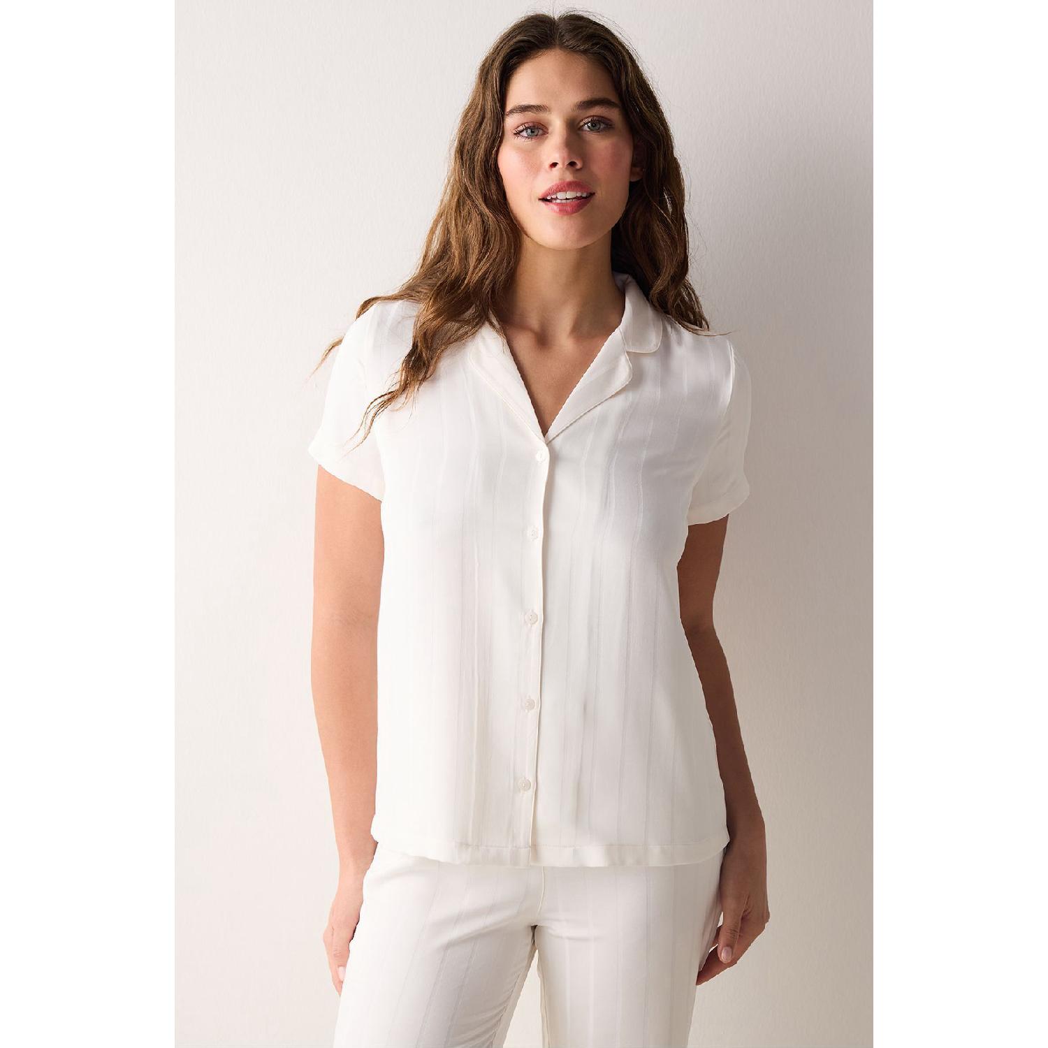 

Атласная белая рубашка на пуговицах Hannah, пижамный комплект S белый