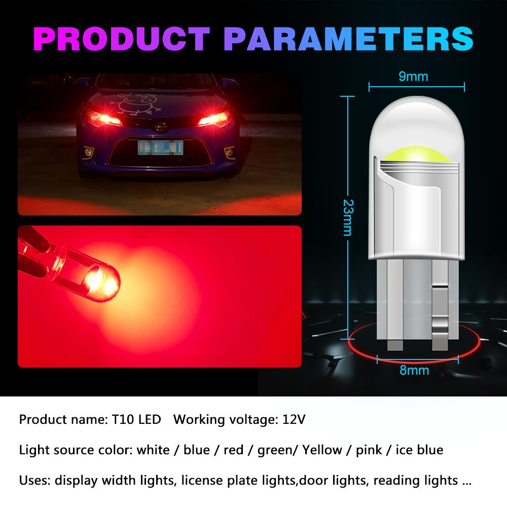 10pcs T10 W5W WY5W Led Canbus Bulbs Car Interior Lights License Plate Light  Clearance Lights Reading Lamp Yellow White 12V 24V