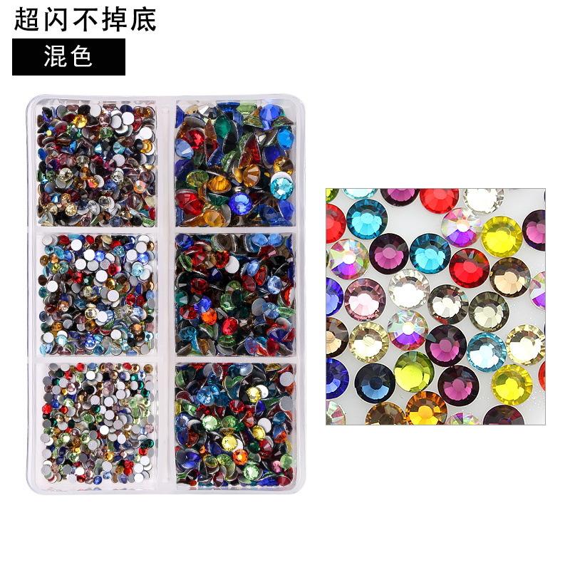 6-Grid Nail Art Diamond Box Ss6-Ss20 Large-Capacity Flat-Bottomed Rhinestone Set Diy Nail Jewelry Sticker Drill 1560 Pcs