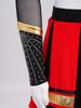 Bambina Ragazza Costume da Cheerleader 2 Pezzi Costume da Esibizione Manica Lunga Patchwork in Rete Trasparente Strass Color Block Crop Top con Gonna Pieghettata