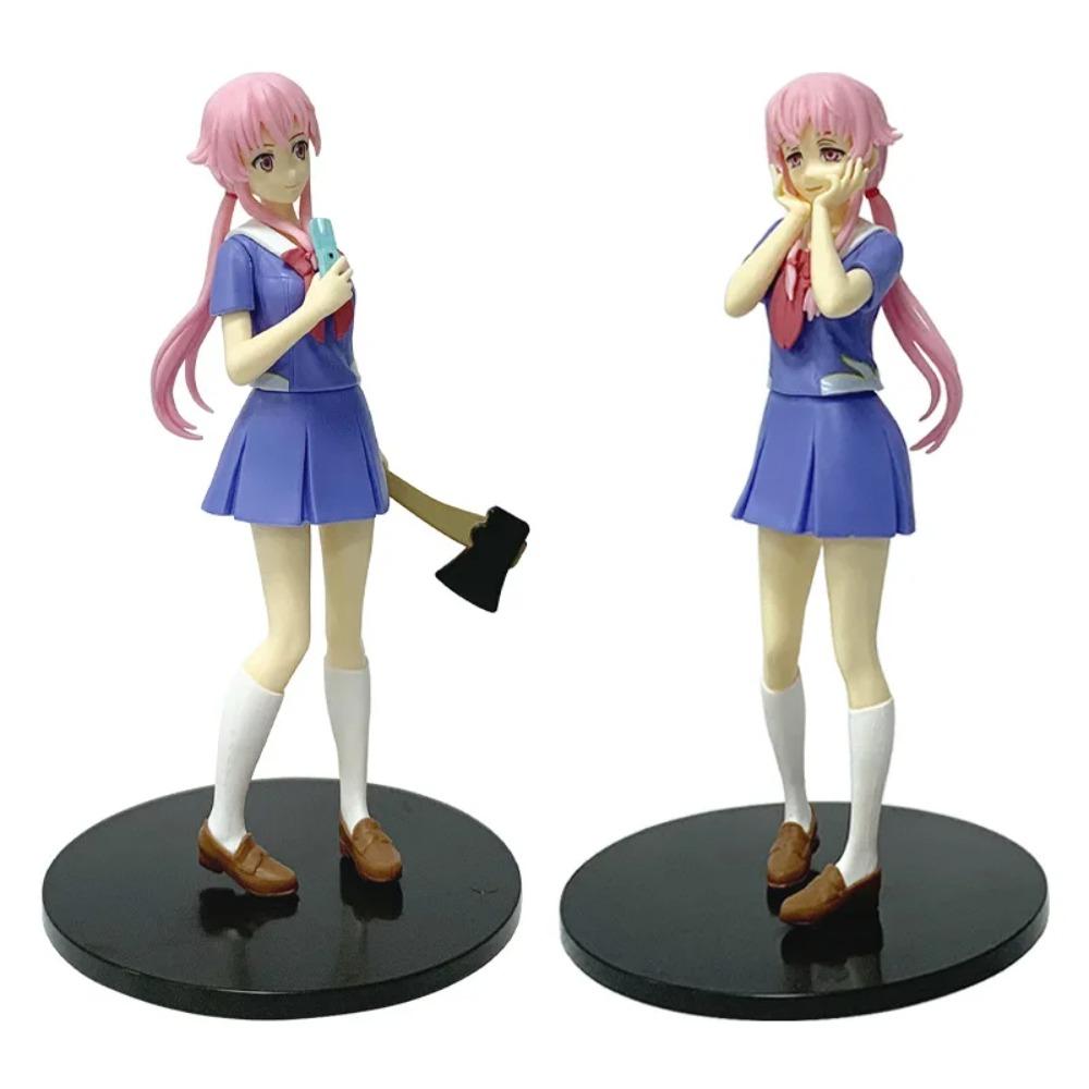 In stock 17cm Future Diary Mirai Nikki Gasai Yuno Anime Uniform Dress Standing Posture Action Figure Model toys Thanksgiving