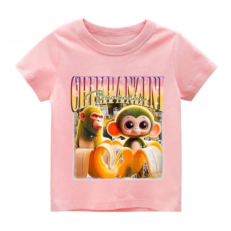 Summer Italian Brainrot Cotton Girls T-shirt Cute Ballerina Cappuccino Print Baby Tees Tops Casual Fashion Kid Children Clothes