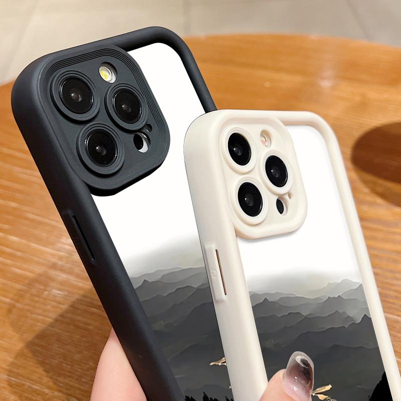 Ink Painting TPU Phone Case For iPhone Air 16e 17 16 15 14 Pro Max 13 12 Pro 15 16 14 Plus Shockproof Soft Silicone Cover Fundas