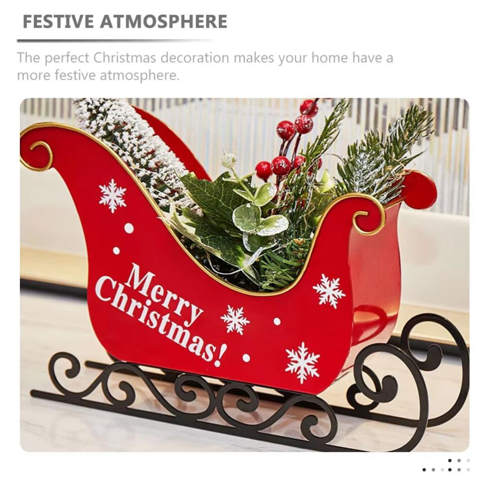Durable Christmas Sleigh Ornament Reusable Santa Claus Sled Figurine Sleigh Car Ornament  Wedding