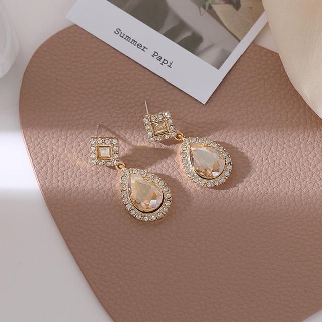 

Винтажные серьги-клипсы с каплями воды шампанского цвета со стразами для женщин без пирсинга женственность свадебная вечеринка ювелирные изделия подарок