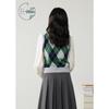ZIHAN Women's Argyle Faux Shirt Collar Knit Sweater