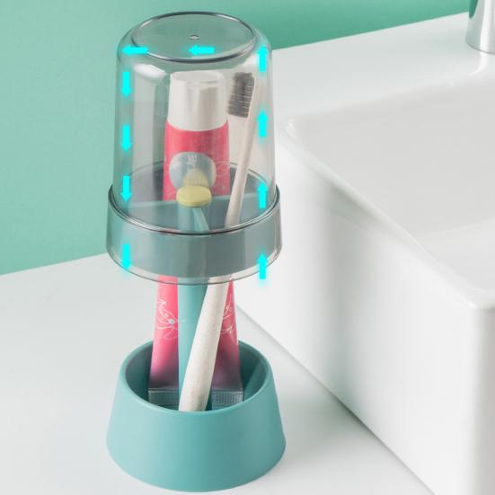 Travel Toothbrush Cup Storage Holder with 3 Slots Dustproof Compact Portable Bathroom Toothbrush Toothpaste Storage Rack