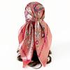 90cm Satin Square Scarf - Paisley Print, Versatile Headscarf, Bandana, or Waist Scarf