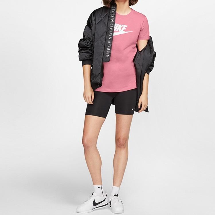 Nike Sportswear Essentials T Shirts Women's Dark Pink Crew Neck Moderate Straight Fit BV6170-614
