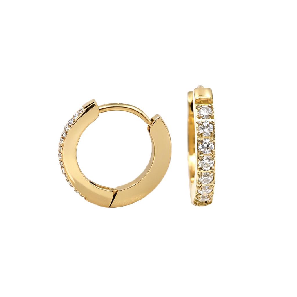 Women's Zirconia Inlaid Titanium Steel Earrings - Fashionable Hoops and Classic Studs