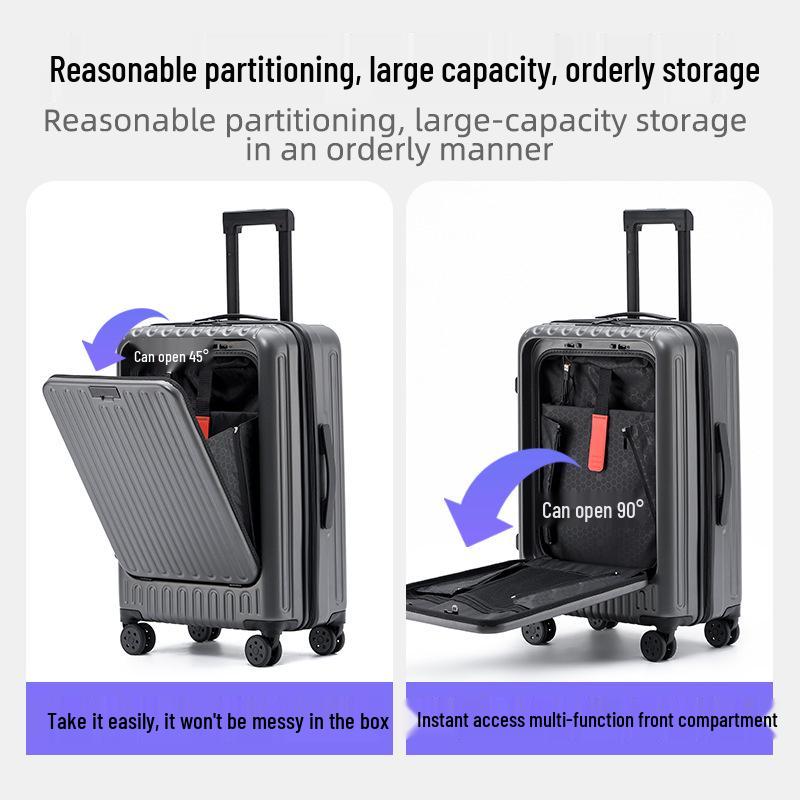 20-Inch Lightweight Frosted Front-Opening Trolley Carry-On Suitcase, 24-Inch Travel Luggage Leather Case.