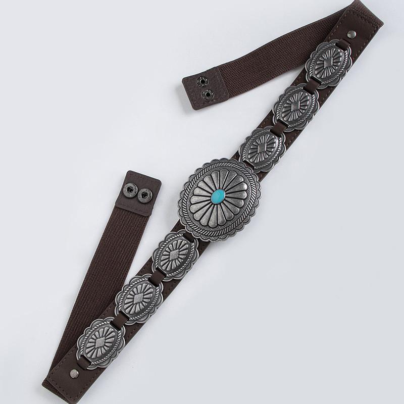 Bohemian Western Fashion Belt For Women With Elasticity And Geometric Design