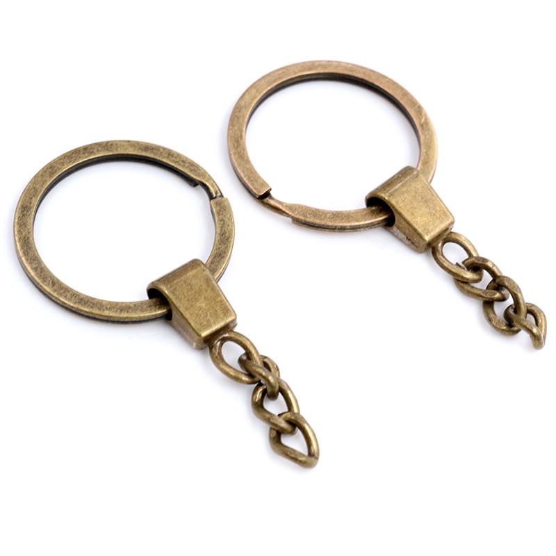 

10pcs/lot Key Ring ( Ring Size: 30mm ) Key Chain Rhodium Bronze Gold Plated 50mm Long Round Split Keychain Keyrings Wholesale