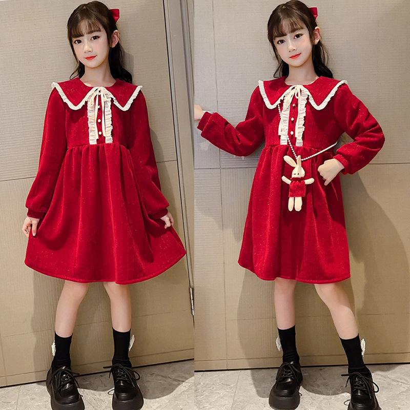 Girls Red Princess Dress for Christmas and New Year Holidays