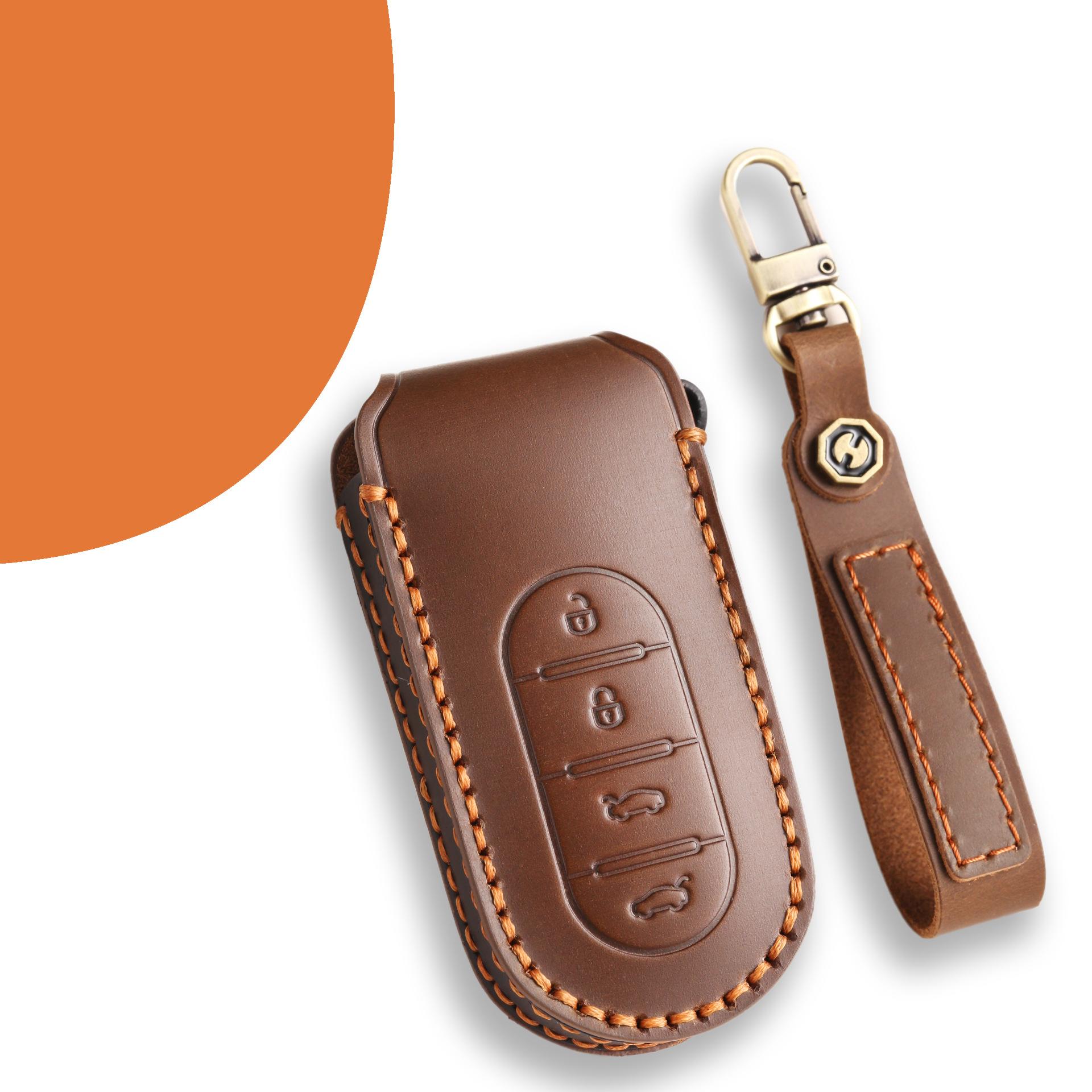 

Applicable to 24 Mercedes-Benz smart elf No. 5 key case bag, new energy car key protection, leather case buckle коричневый