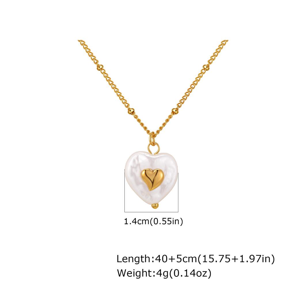Wind Elegant Temperament Women'S Necklace, Stainless Steel Bead Chain Irregular Pearl Pendant Necklace Nc-2359