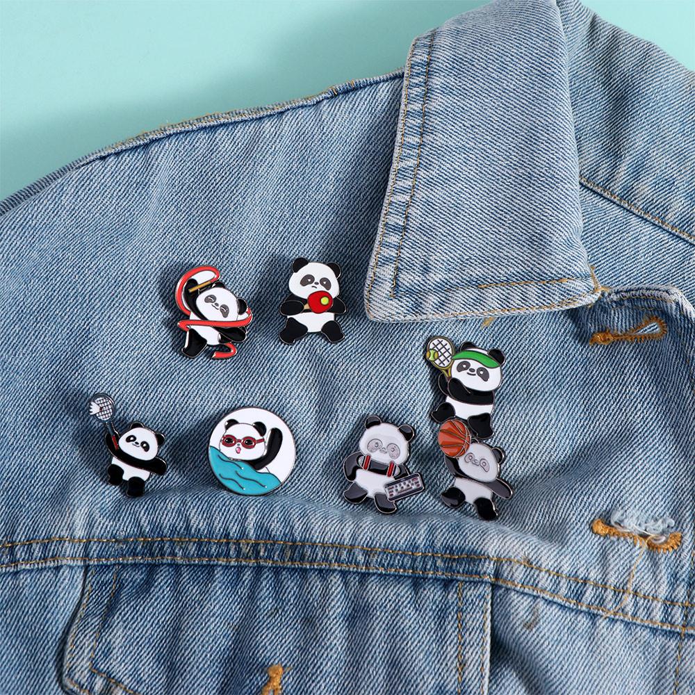 Zinc Zinc Zinc Alloy Panda Athlete Enamel Pins Trinket Giant Panda Shape Badge  Fans Gifts