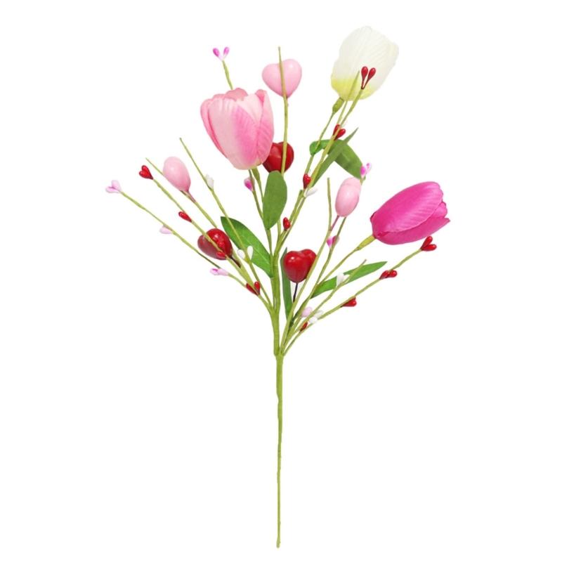

Realistic Faux Tulips Flower with Leaf and Stem Decorative Sprays Branches Stems Valentine’s Day Picks for Living Room 1