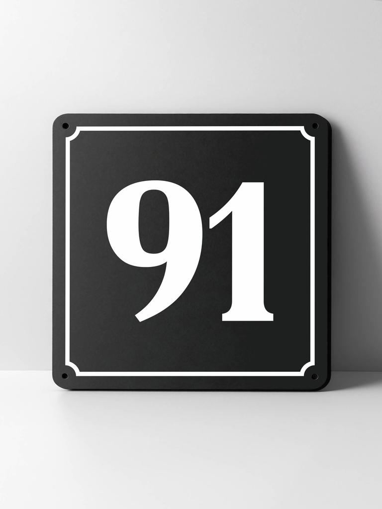 Metal House Number Sign, Black White Contrast, Outdoor Wall Decor for Home Street