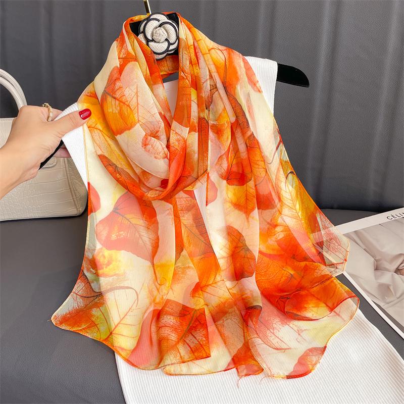 

Роскошный бренд женский пляжный шарф жоржет шелковые шали дизайн принт повязка на голову женская летняя повязка на голову солнцезащитный хиджаб