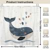 "Whale Shower Curtain, Waterproof Fabric Bathroom Decor, Cartoon Animal Print For Kids Room, Rustic Style With Waves And Dots"