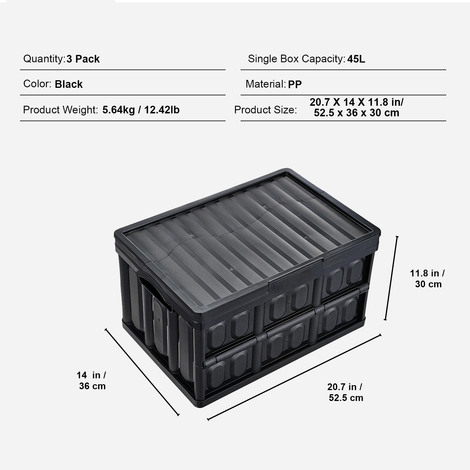 SucceBuy 45L65L Collapsible Storage Bins Folding Stackable Utility Garage Crates W Lids Handles for Clothes Snack Toys Grocery 11035₽