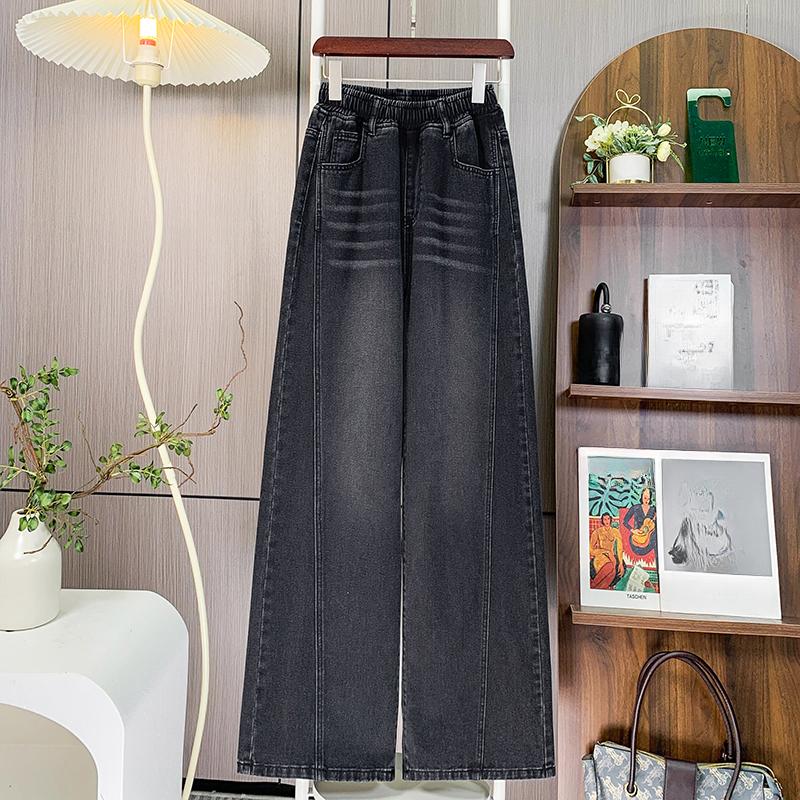 Dimanaf 2025 Übergröße Herbst Blau Basic Elastische Jeans Neue Hose Damen Locker Denim Hose Hose 6XL