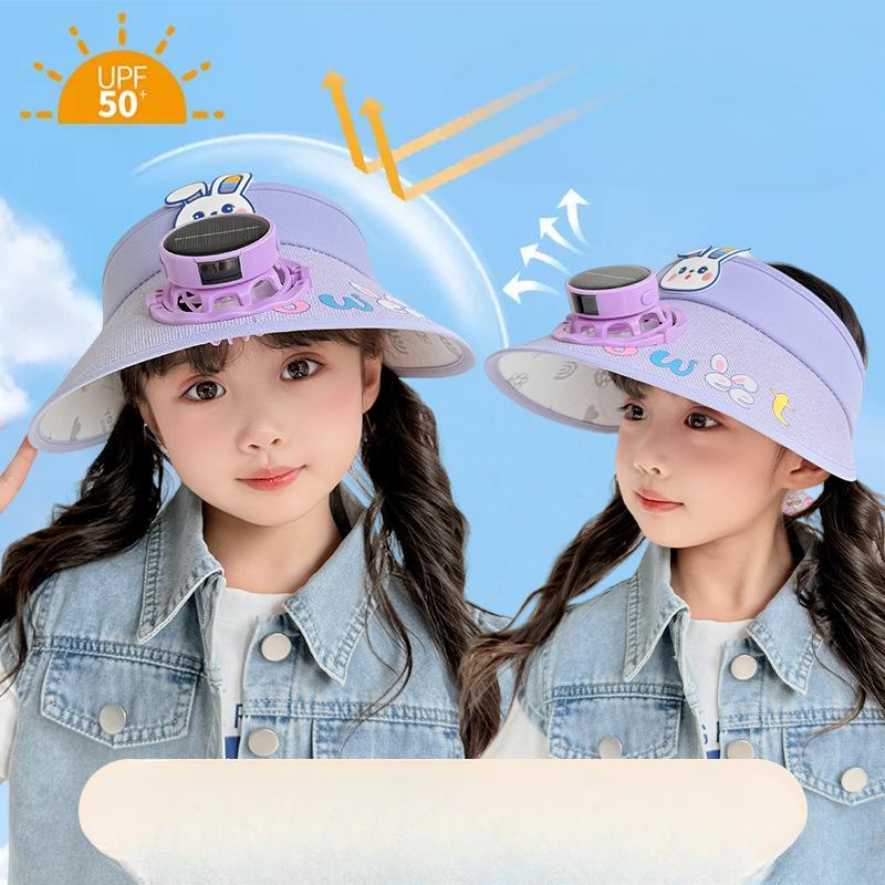 Solar Charging Fan Hat Children Summer Sun Protection Sun Hat Boy Girl Cartoon Sky Top Hat Sun Hat