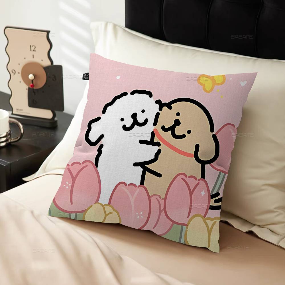 Cute Cartoon Line Dog Personalized picture text home decorative pillows Household Gifts 45x45cm