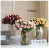 6 Pcs/Bunch 37CM Artificial Roasted Edge Rose Bouquet DIY Home Decor Floral Fake Roses Vintage Simulation Flower